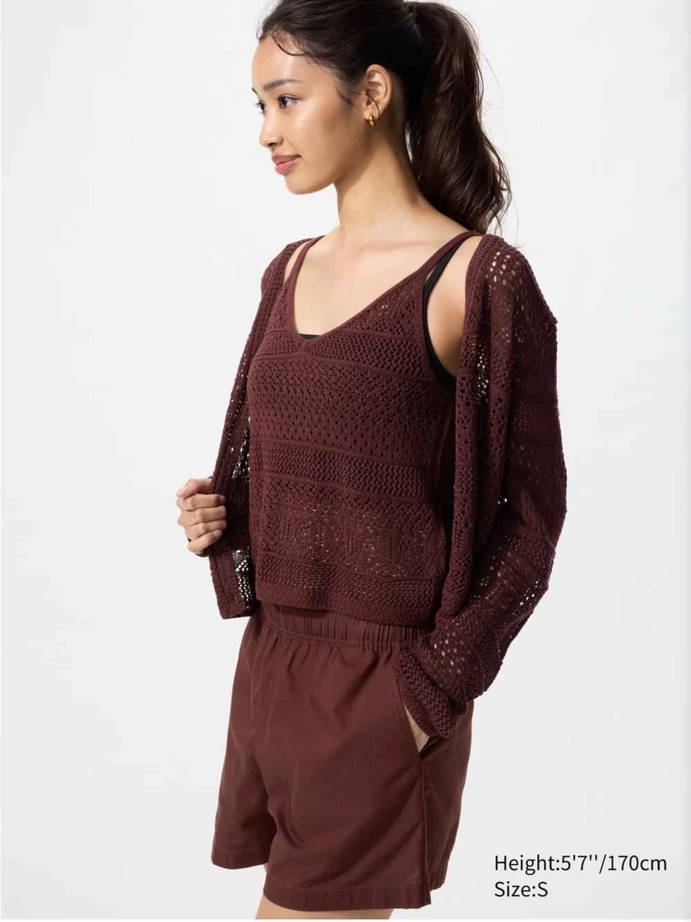 Uniqlo Crochet Knitted Camisole in Dark Brown - XL